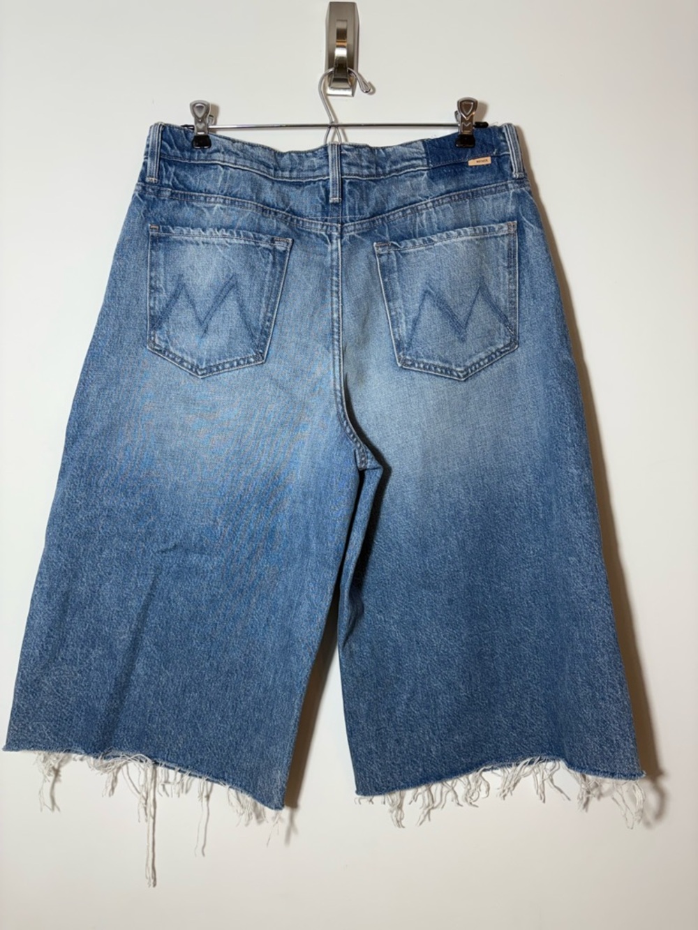 Mother The Whole Lot Fray Shorts Womens 29 Blue Denim Cutoff Long Raw Hem - Picture 3 of 9